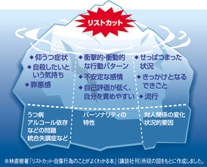 図1：リストカットの感情や要因を示す図