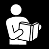 ピクトグラム3：人物が読み物をしている